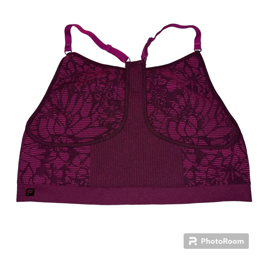Fabletics Samana Seamless Sports bra purple & black size large - Picture 2 of 6